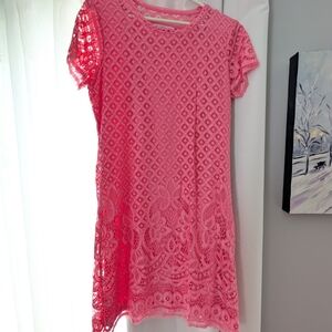 Isaac Mizrahi Pink Sheath Mini Dress with Crew Neck